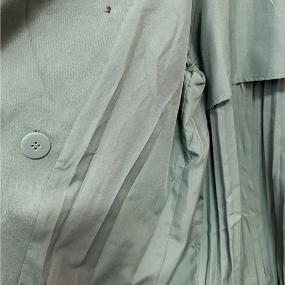Ann Taylor Classic Green Pleated Back Trench Coat - Picture 8 of 11